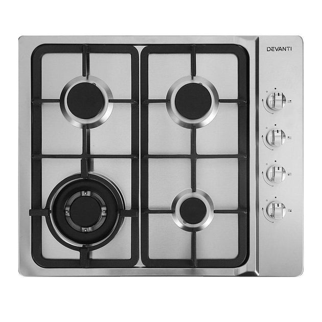 Buy Devanti Gas Cooktop 60cm Stove Hob Silvir discounted | Products On Sale Australia