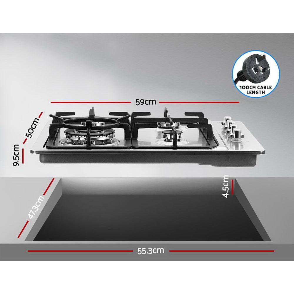 Buy Devanti Gas Cooktop 60cm Stove Hob Silvir discounted | Products On Sale Australia