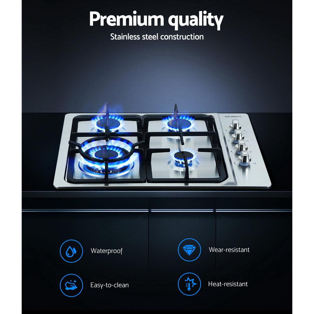 Buy Devanti Gas Cooktop 60cm Stove Hob Silvir discounted | Products On Sale Australia