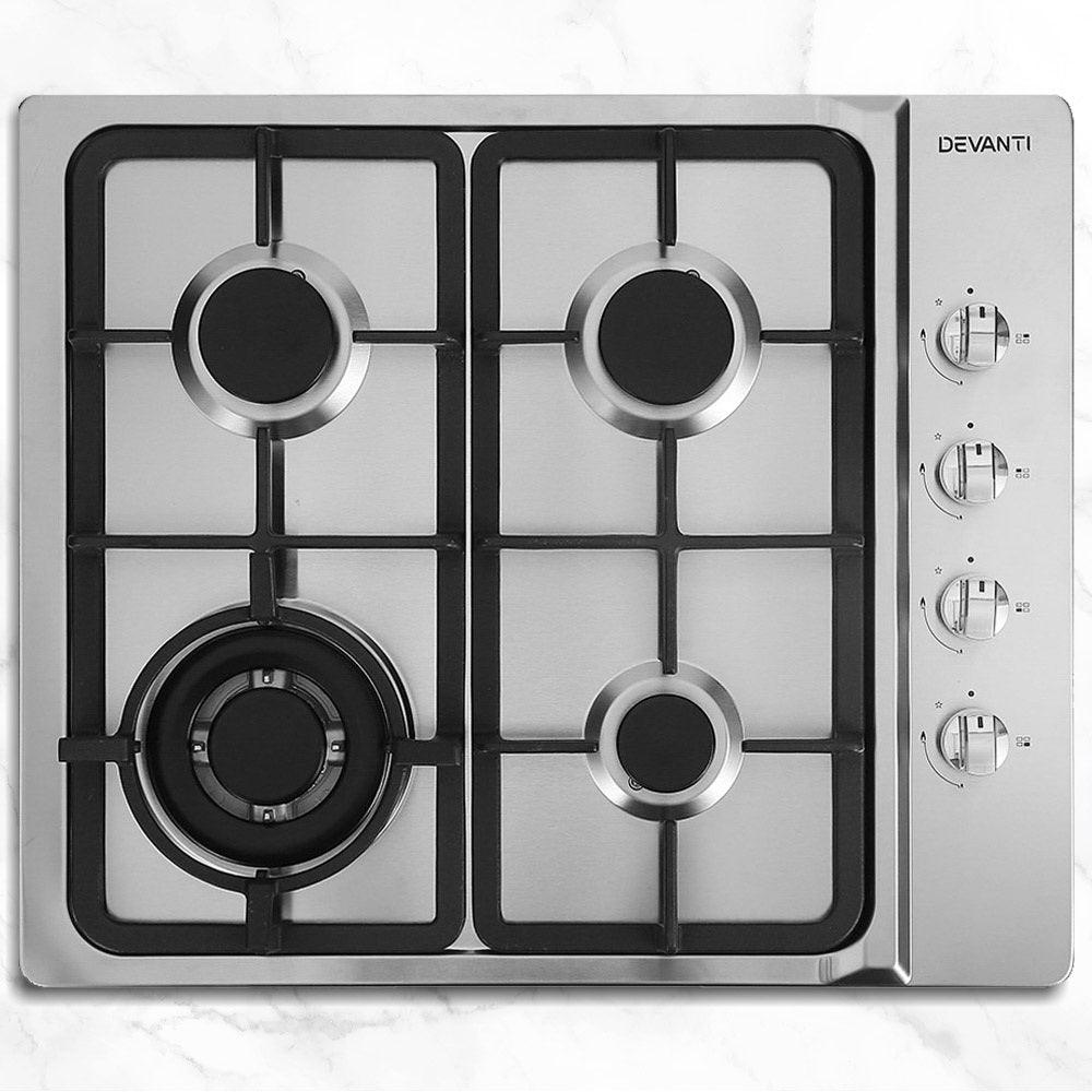 Buy Devanti Gas Cooktop 60cm Stove Hob Silvir discounted | Products On Sale Australia