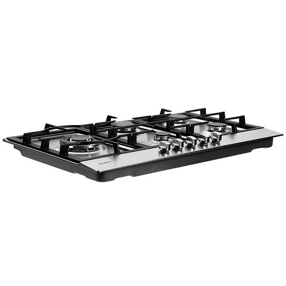 Buy Devanti Gas Cooktop 90cm 5 Burner Silvir discounted | Products On Sale Australia