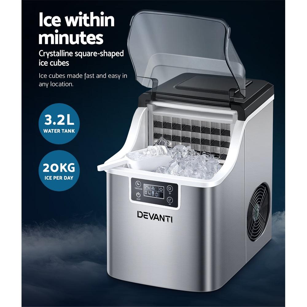 Buy Devanti Ice Maker Machine Commercial Portable Ice Cube Tray Countertop 3.2L discounted | Products On Sale Australia