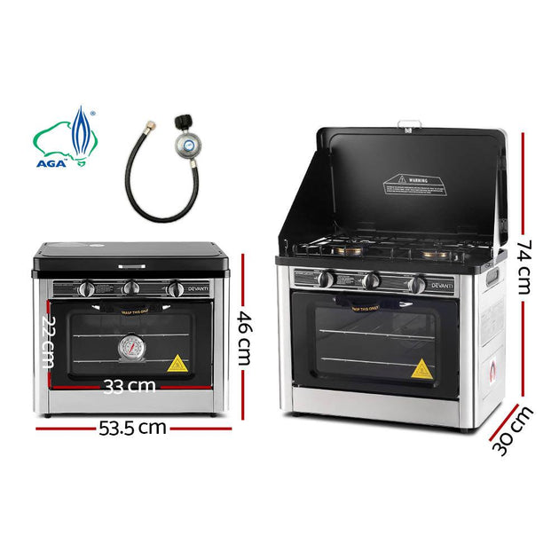 Buy Devanti Portable Gas Oven LPG Silver discounted | Products On Sale Australia