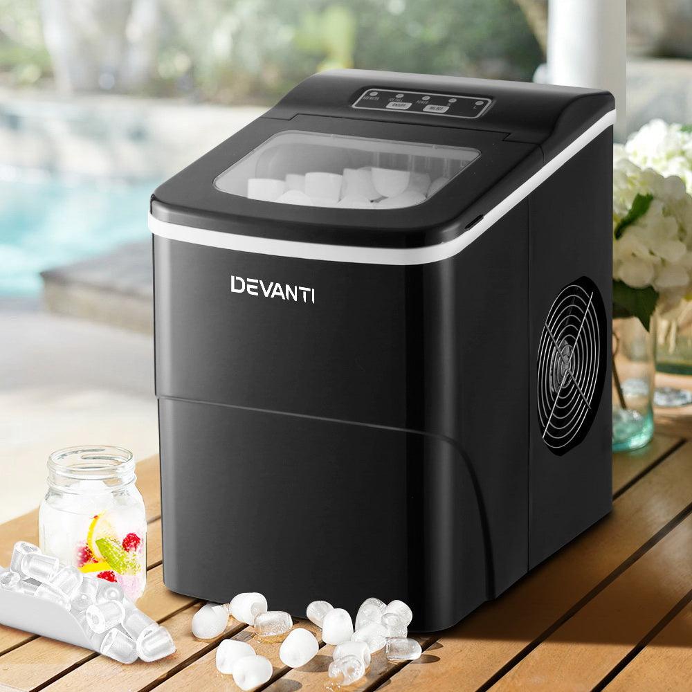 Buy DEVANTi Portable Ice Cube Maker Machine 2L Home Bar Benchtop Easy Quick Black discounted | Products On Sale Australia