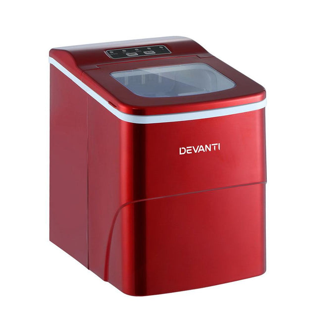 Buy DEVANTi Portable Ice Cube Maker Machine 2L Home Bar Benchtop Easy Quick Red discounted | Products On Sale Australia