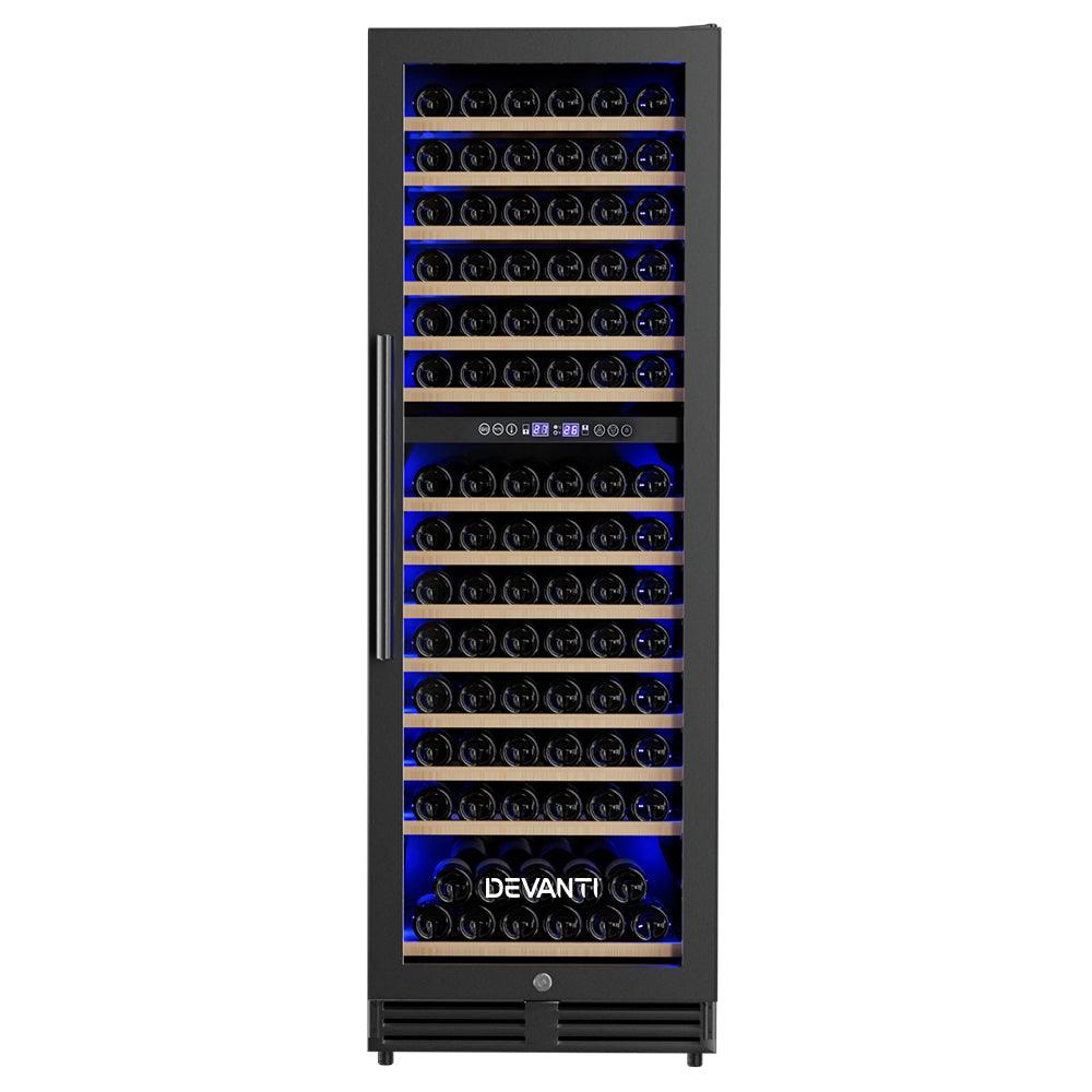 Buy Devanti Wine Cooler Fridge Dual Zone 154 Bottles discounted | Products On Sale Australia