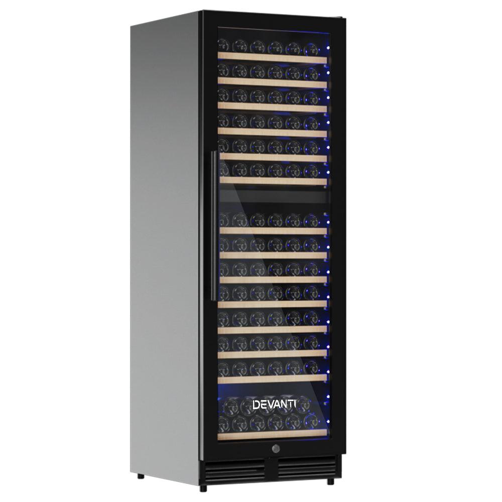 Buy Devanti Wine Cooler Fridge Dual Zone 154 Bottles discounted | Products On Sale Australia