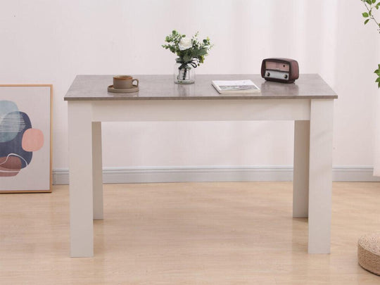 Buy Dining Table Rectangular Wooden 120M-Grey&amp;White discounted | Products On Sale Australia