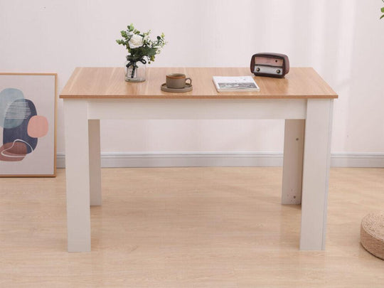 Buy Dining Table Rectangular Wooden 120M-Wood&amp;White discounted | Products On Sale Australia