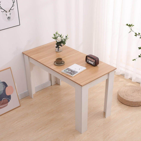 Buy Dining Table Rectangular Wooden 120M-Wood&amp;White discounted | Products On Sale Australia