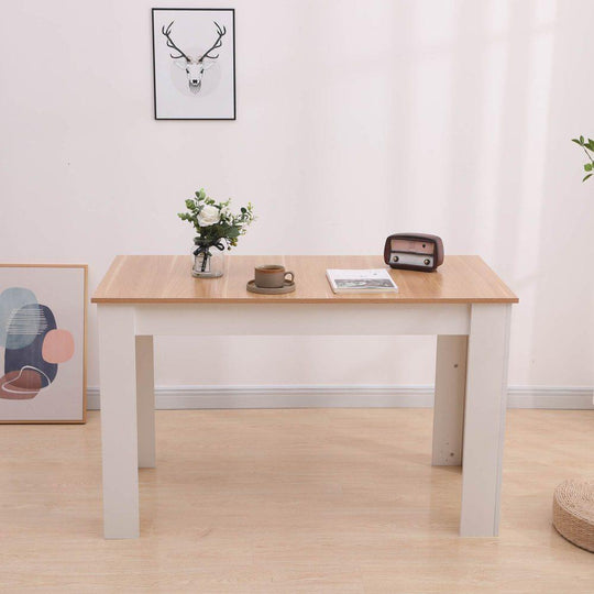 Buy Dining Table Rectangular Wooden 120M-Wood&amp;White discounted | Products On Sale Australia