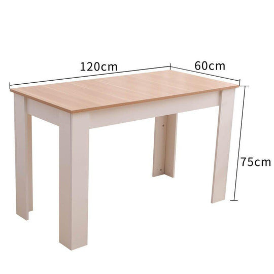 Buy Dining Table Rectangular Wooden 120M-Wood&amp;White discounted | Products On Sale Australia