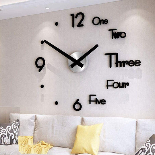 Buy DIY Wall Clock Modern Frameless Large 3D Wall Watch Giant Roman Numerals for Home Living Room and Bedroom (Small) discounted | Products On Sale Australia