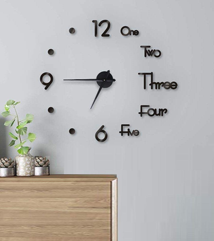 Buy DIY Wall Clock Modern Frameless Large 3D Wall Watch Giant Roman Numerals for Home Living Room and Bedroom (Small) discounted | Products On Sale Australia