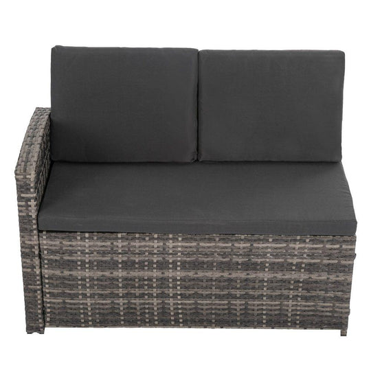 Buy Ella 8-Seater Modular Outdoor Garden Lounge and Dining Set with Table and Stools in Dark Grey Weave discounted | Products On Sale Australia