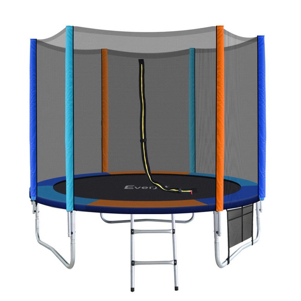 Buy Everfit 8FT Trampoline for Kids w/ Ladder Enclosure Safety Net Pad Gift Round discounted | Products On Sale Australia