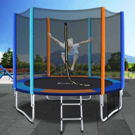 Buy Everfit 8FT Trampoline for Kids w/ Ladder Enclosure Safety Net Pad Gift Round discounted | Products On Sale Australia