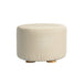 Buy Fabric Ottoman Round Wooden Leg Foot Stool - BEIGE discounted | Products On Sale Australia