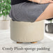 Buy Fabric Ottoman Round Wooden Leg Foot Stool - BEIGE discounted | Products On Sale Australia