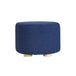 Buy Fabric Ottoman Round Wooden Leg Foot Stool - DARK BLUE discounted | Products On Sale Australia