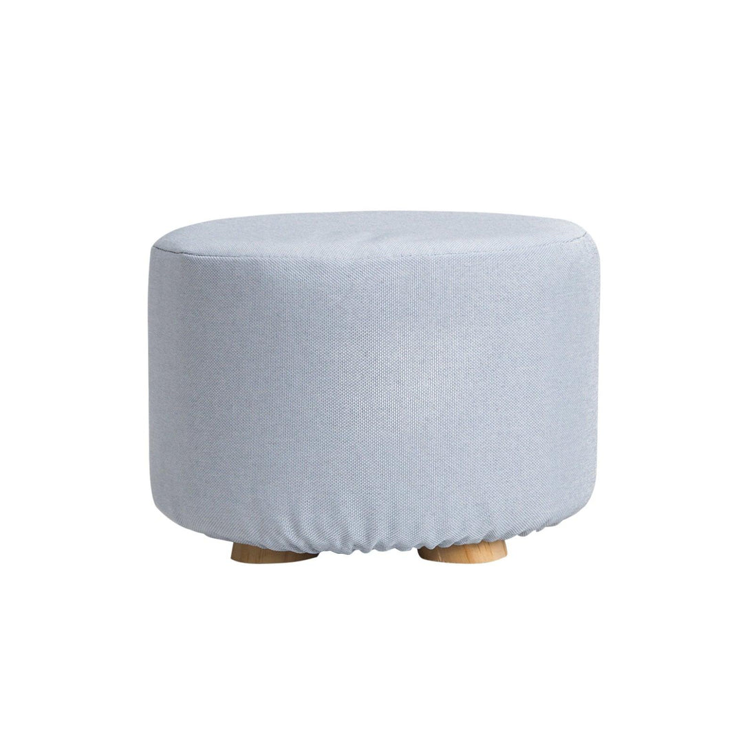 Buy Fabric Ottoman Round Wooden Leg Foot Stool - LIGHT BLUE discounted | Products On Sale Australia