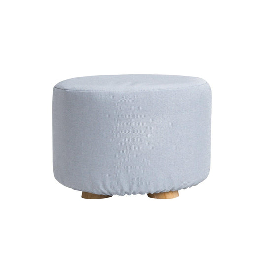 Buy Fabric Ottoman Round Wooden Leg Foot Stool - LIGHT BLUE discounted | Products On Sale Australia