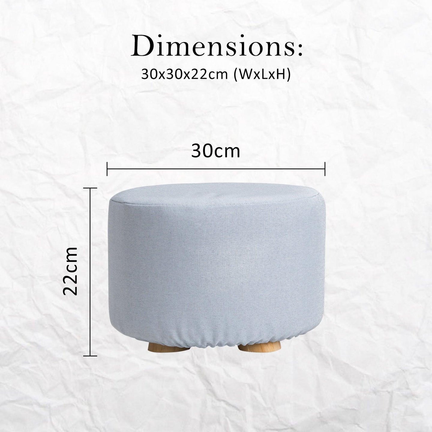 Buy Fabric Ottoman Round Wooden Leg Foot Stool - LIGHT BLUE discounted | Products On Sale Australia