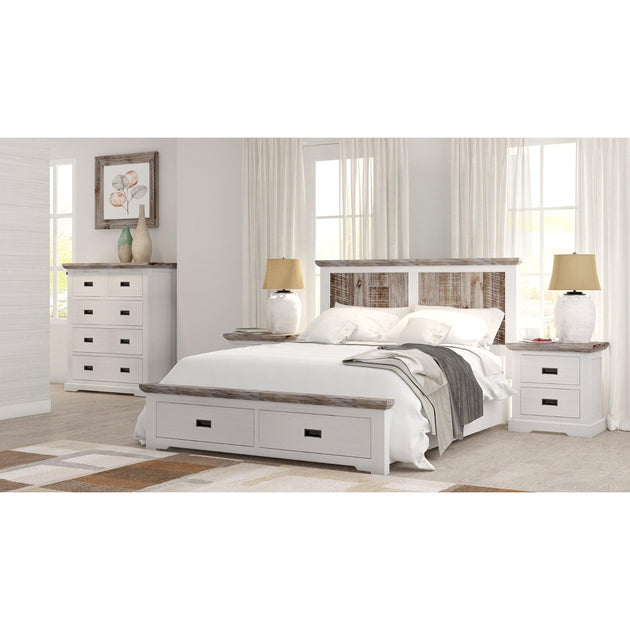 Buy Fiona Bedside Tables 2 Drawers Storage Cabinet End Nightstand Table White Grey discounted | Products On Sale Australia