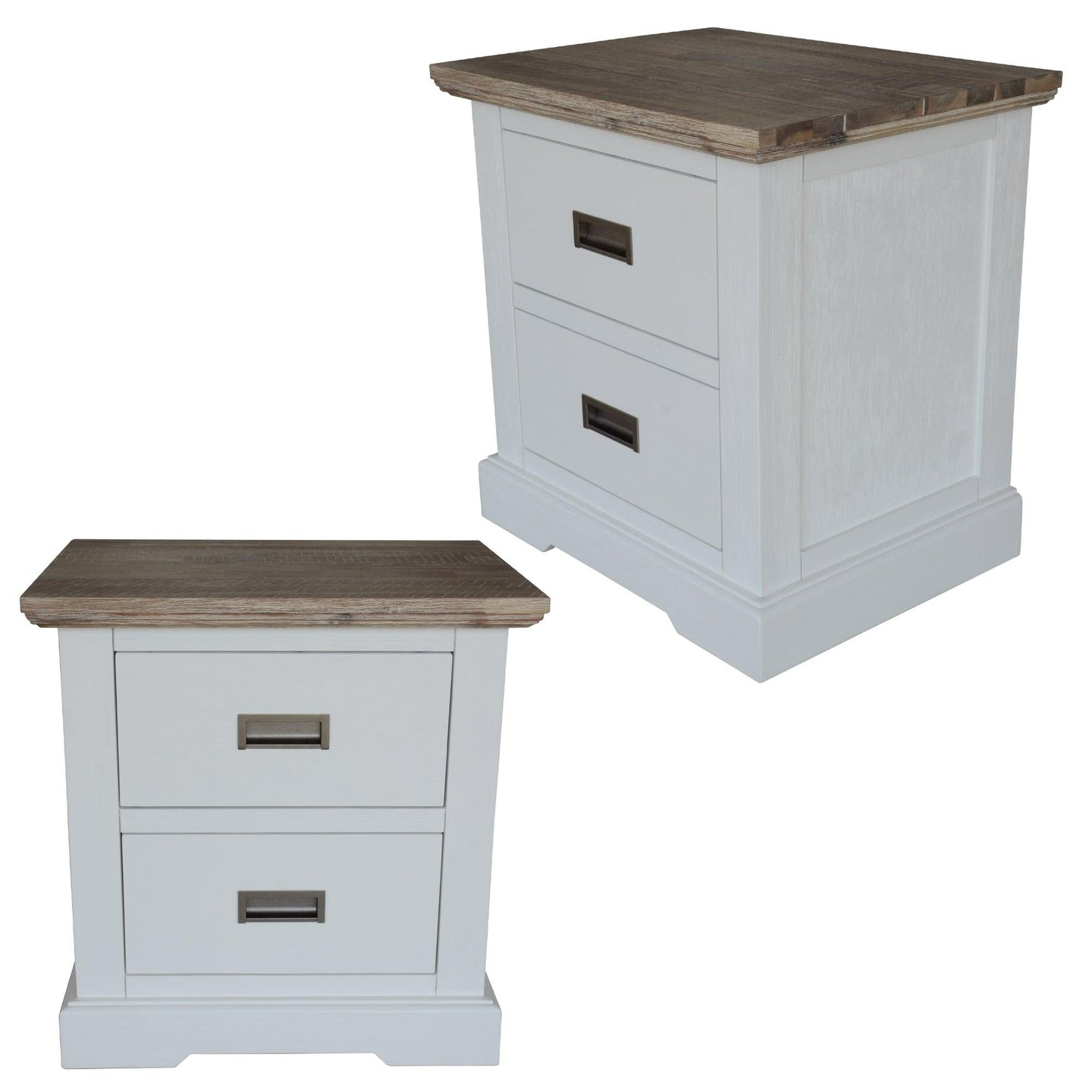 Buy Fiona Set of 2 Bedside Table 2 Drawers Storage Cabinet Nightstand White Grey discounted | Products On Sale Australia