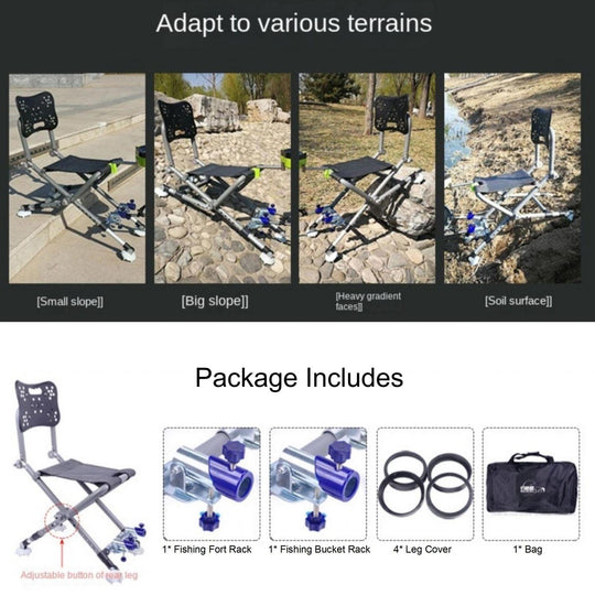 Buy Fishing Chair With Aluminum Alloy For All-Terrains Portable Multifunctional Folding Adjustable Reclining Chair With Hind Legs discounted | Products On Sale Australia