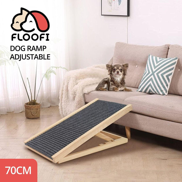 Buy Floofi Natural Wood Grain Wooden Adjustable Height Pet Ramp Dog Sofa Stairs discounted | Products On Sale Australia