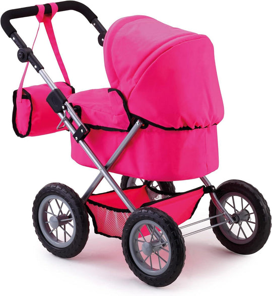 Buy Foldable Dolls Pram with Height-Adjustable Handle and Shoulder Bag, Stable, Pink discounted | Products On Sale Australia