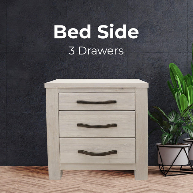 Buy Foxglove Bedside Tables 3 Drawers Storage Cabinet Shelf Side End Table - White discounted | Products On Sale Australia