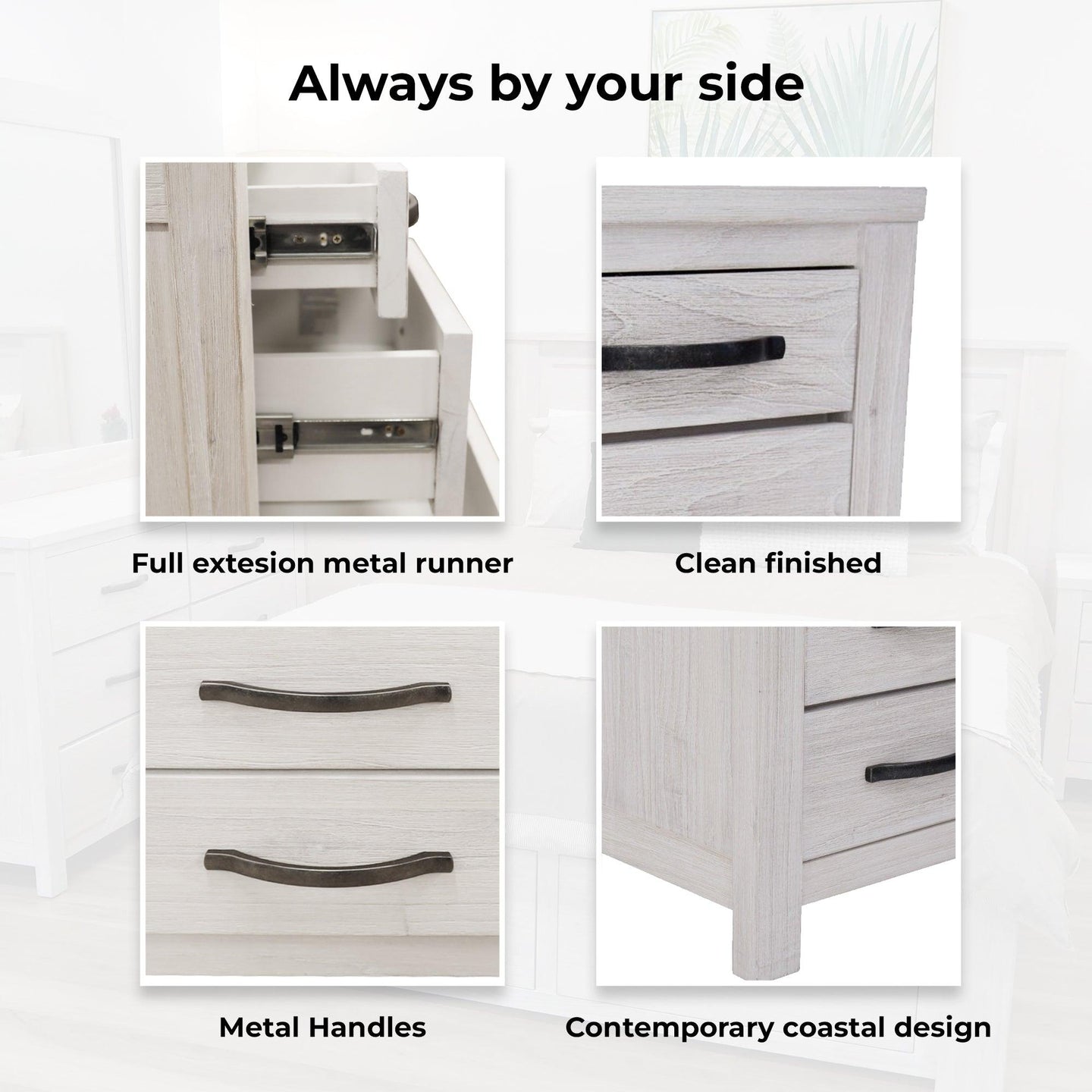 Buy Foxglove Bedside Tables 3 Drawers Storage Cabinet Shelf Side End Table - White discounted | Products On Sale Australia