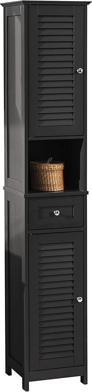 Buy Freestanding Tall Bathroom Cabinet 170 x 32 x 30 cm (Black) discounted | Products On Sale Australia