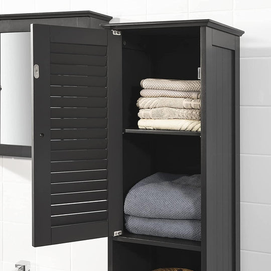 Buy Freestanding Tall Bathroom Cabinet 170 x 32 x 30 cm (Black) discounted | Products On Sale Australia