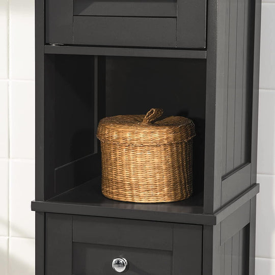 Buy Freestanding Tall Bathroom Cabinet 170 x 32 x 30 cm (Black) discounted | Products On Sale Australia