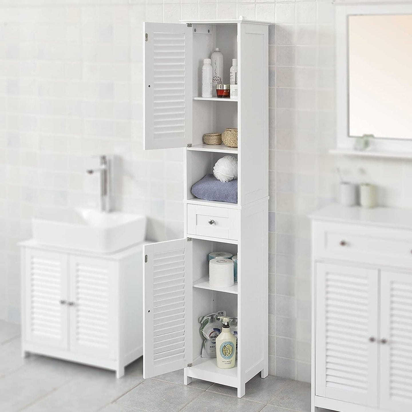 Buy Freestanding Tall Bathroom Cabinet 170x32x30 cm discounted | Products On Sale Australia