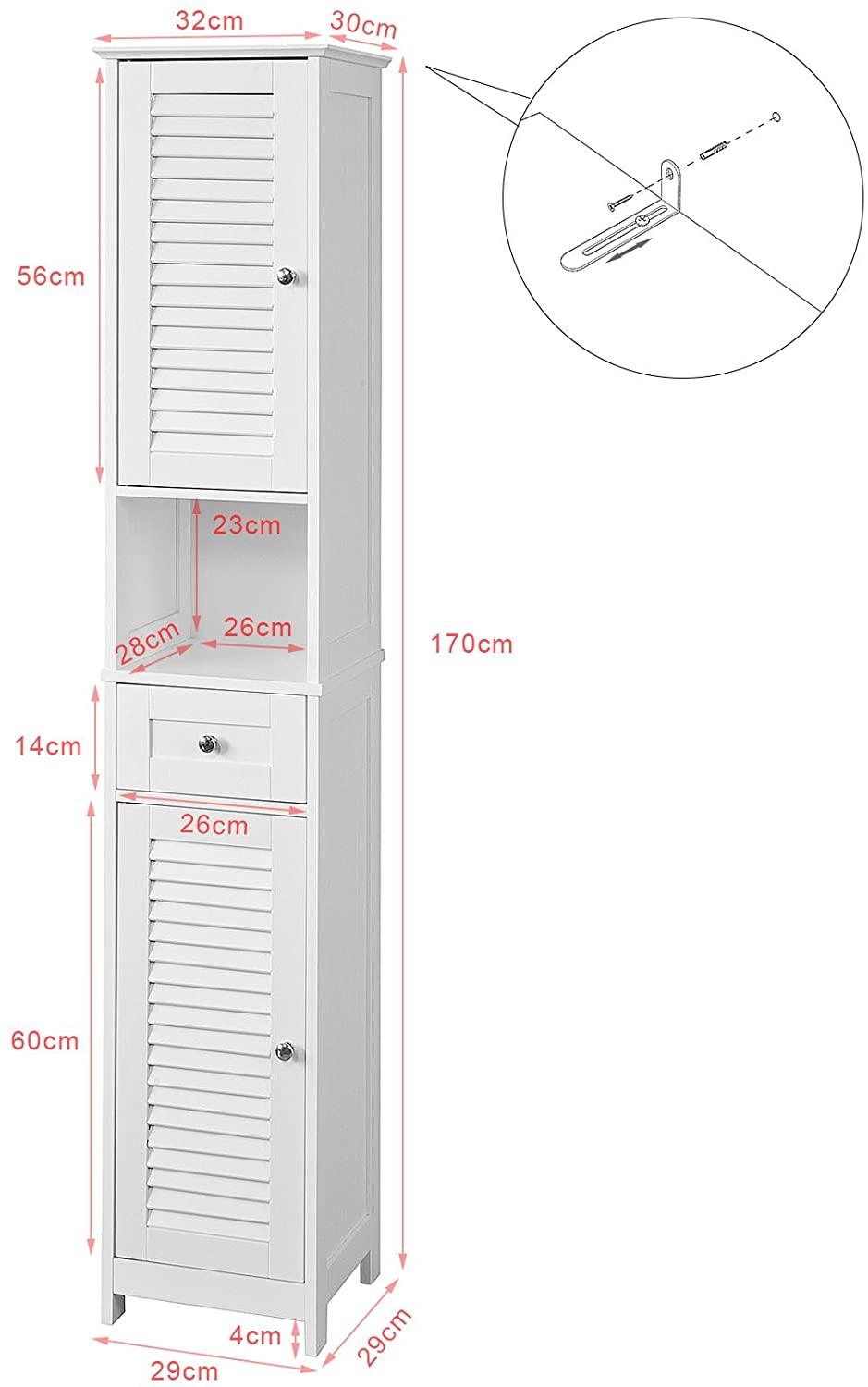 Buy Freestanding Tall Bathroom Cabinet 170x32x30 cm discounted | Products On Sale Australia