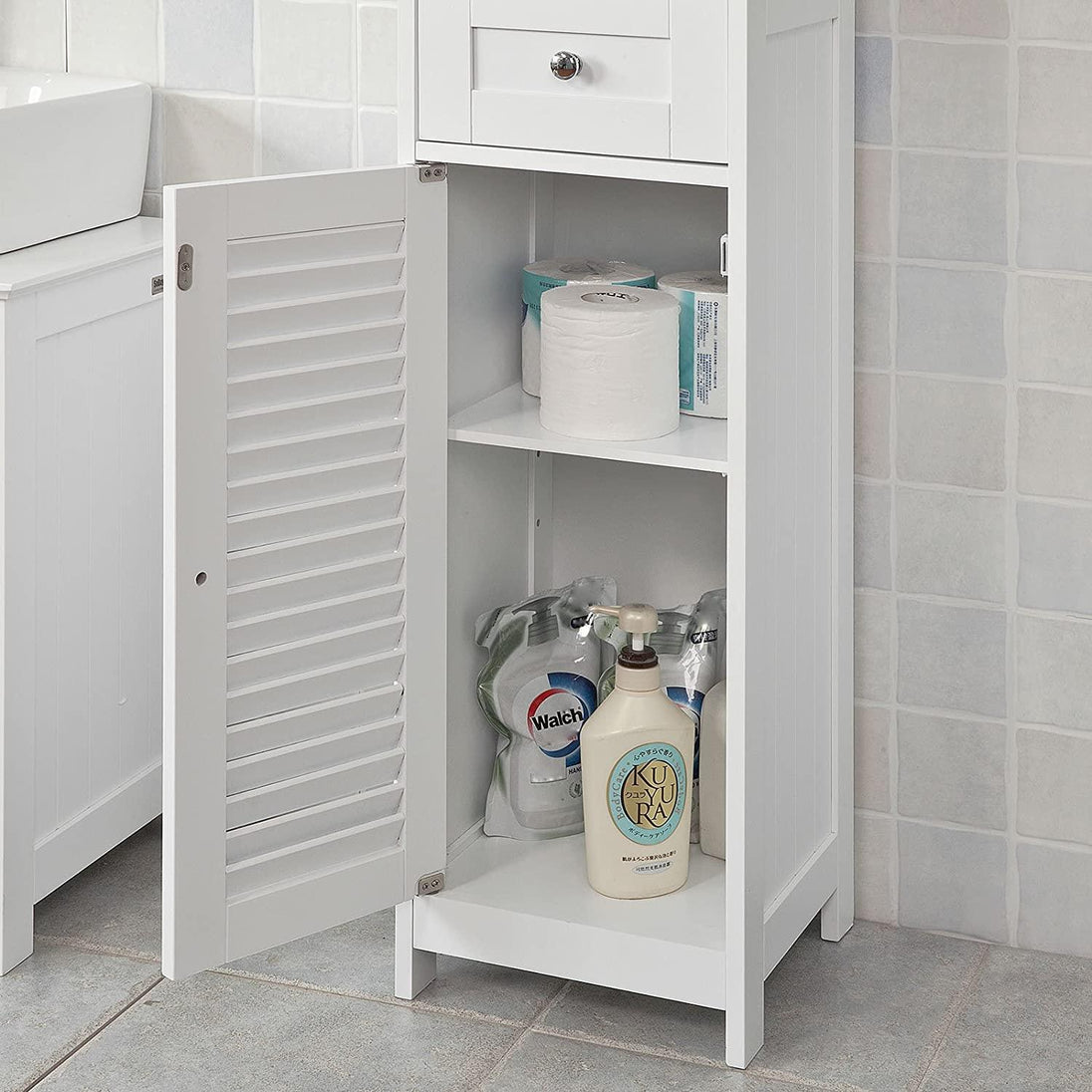 Buy Freestanding Tall Bathroom Cabinet 170x32x30 cm discounted | Products On Sale Australia