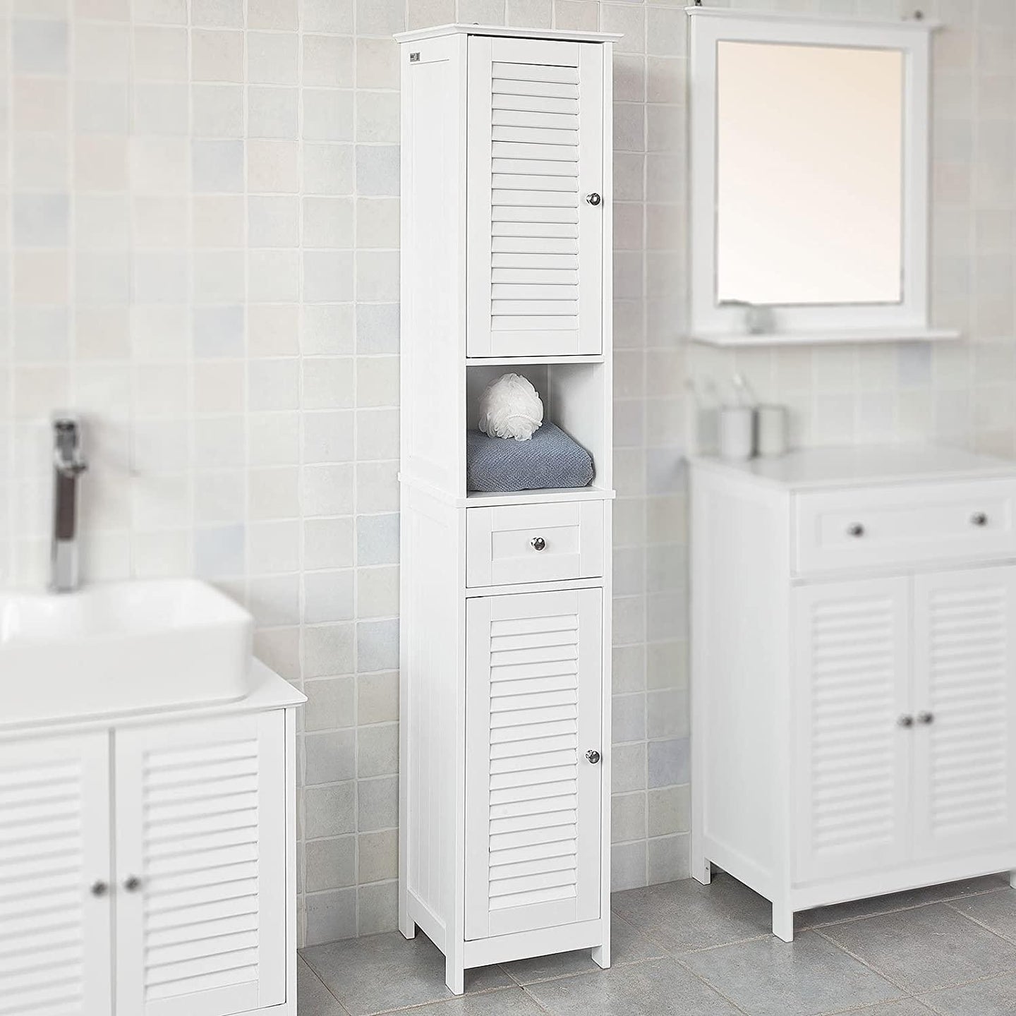 Buy Freestanding Tall Bathroom Cabinet 170x32x30 cm discounted | Products On Sale Australia