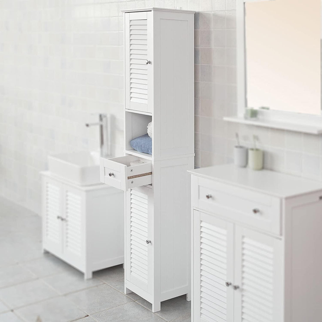 Buy Freestanding Tall Bathroom Cabinet 170x32x30 cm discounted | Products On Sale Australia