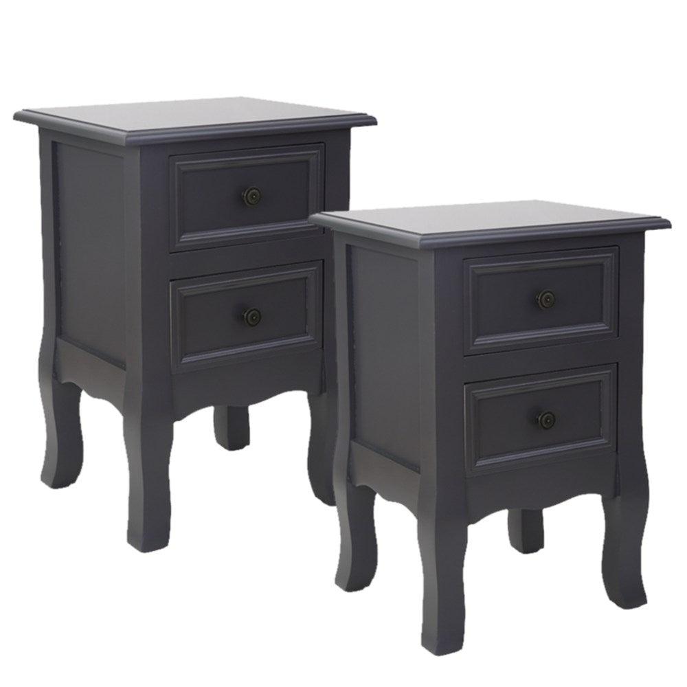 Buy French Bedside Table Nightstand Grey Set of 2 discounted | Products On Sale Australia