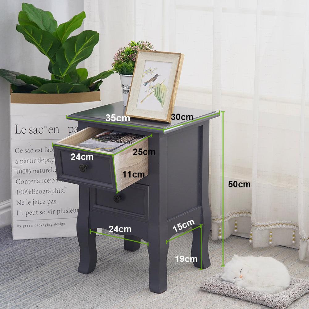 Buy French Bedside Table Nightstand Grey Set of 2 discounted | Products On Sale Australia