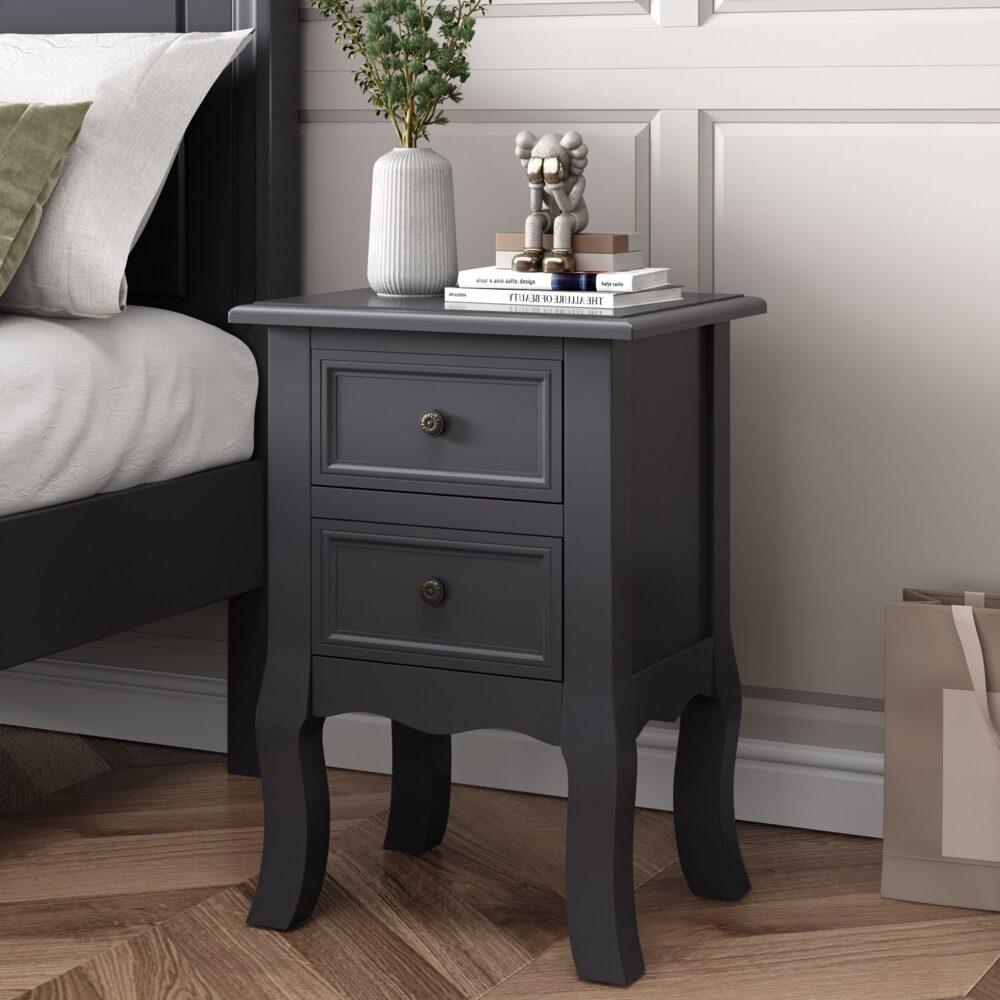 Buy French Bedside Table Nightstand Grey Set of 2 discounted | Products On Sale Australia