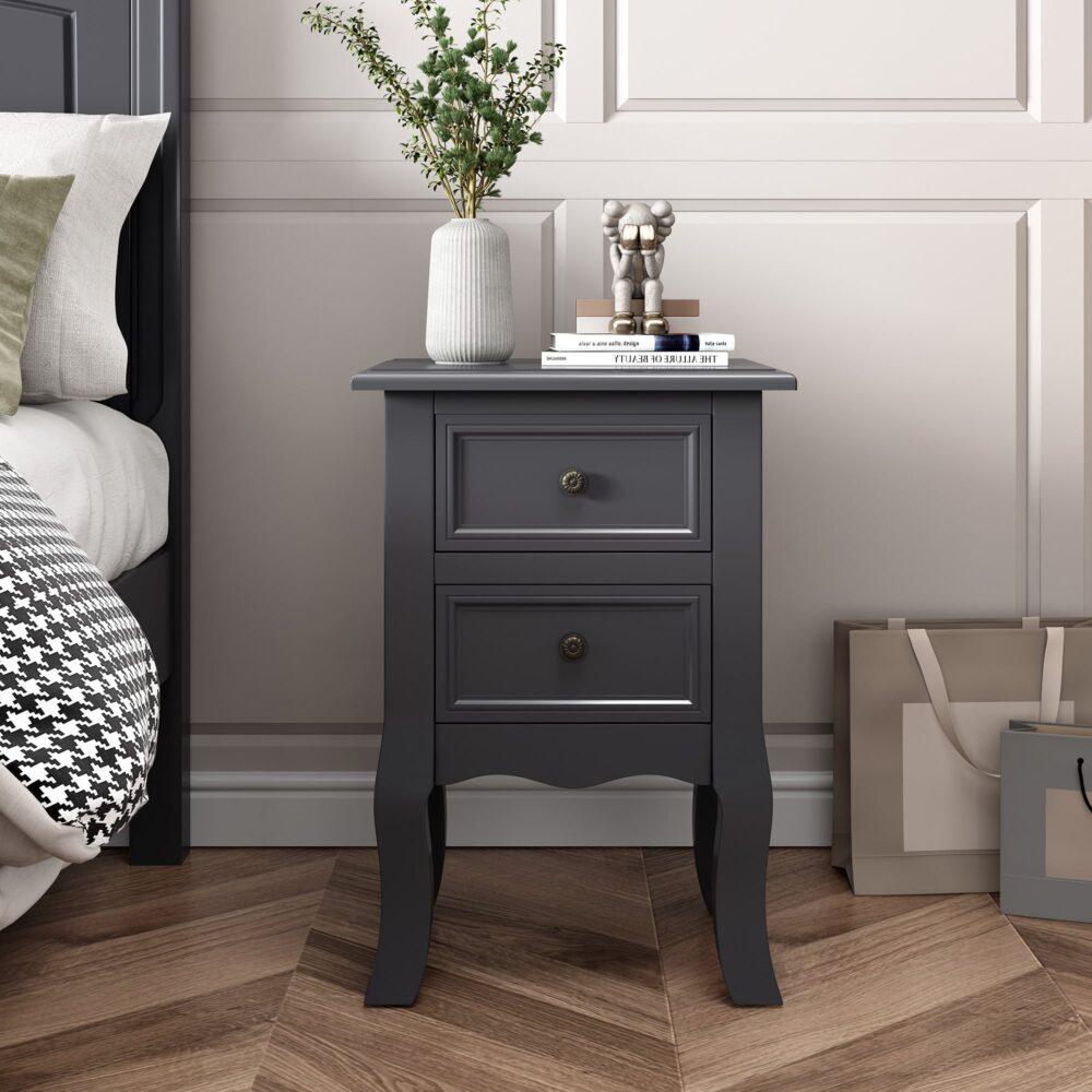 Buy French Bedside Table Nightstand Grey Set of 2 discounted | Products On Sale Australia