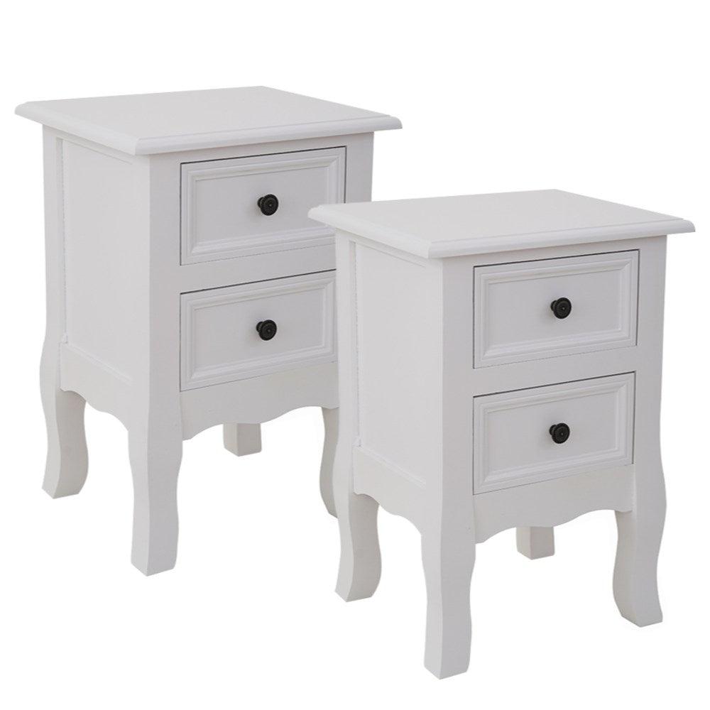 Buy French Bedside Table Nightstand White Set of 2 discounted | Products On Sale Australia