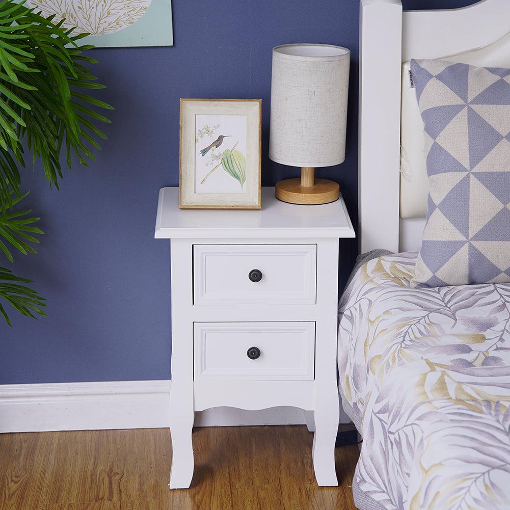 Buy French Bedside Table Nightstand White Set of 2 discounted | Products On Sale Australia