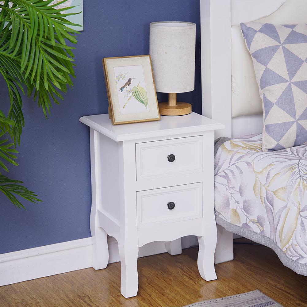 Buy French Bedside Table Nightstand White Set of 2 discounted | Products On Sale Australia