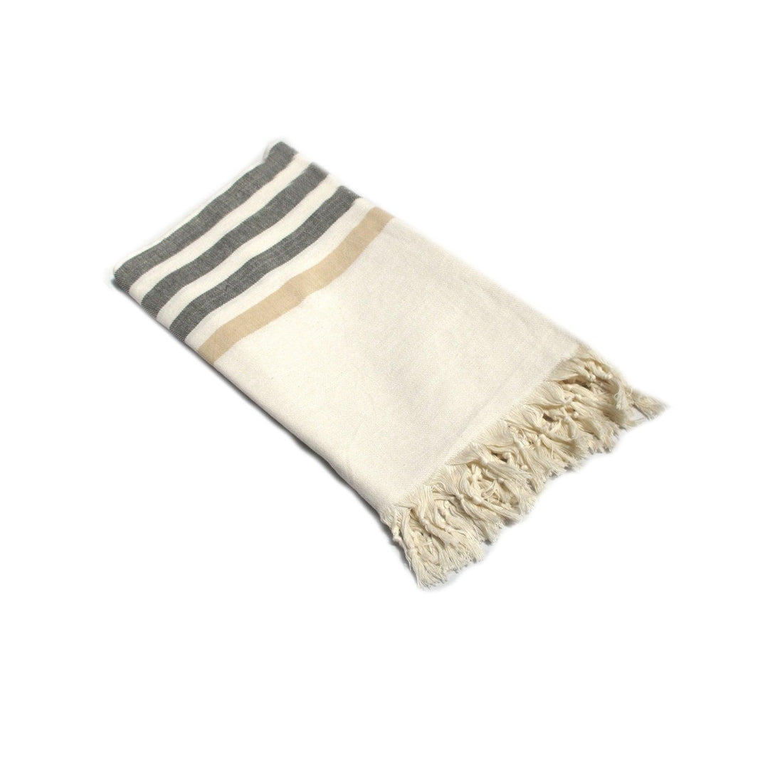 Buy Fringe Turkish Towel Wide Stripes Black Taupe discounted | Products On Sale Australia